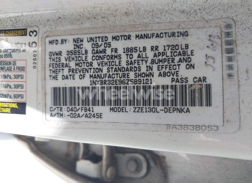 Photo 9 of 2006 Toyota Corolla LE (VIN 1NXBR32E96Z589121)