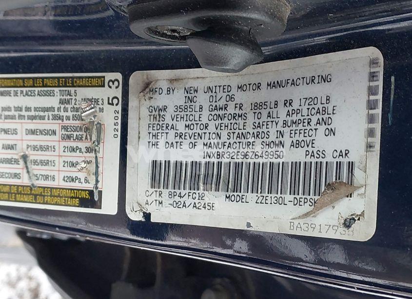 Photo 9 of 2006 Toyota Corolla S (VIN 1NXBR32E96Z649950)