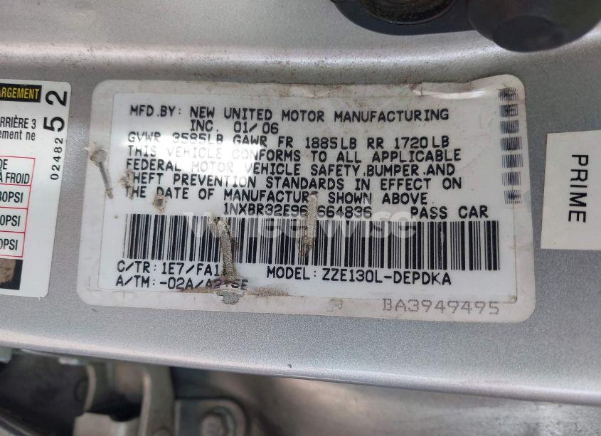 Photo 9 of 2006 Toyota Corolla CE (VIN 1NXBR32E96Z664836)