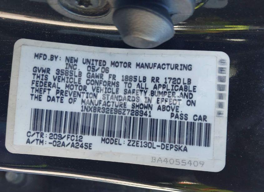 Photo 9 of 2006 Toyota Corolla S (VIN 1NXBR32E96Z728941)