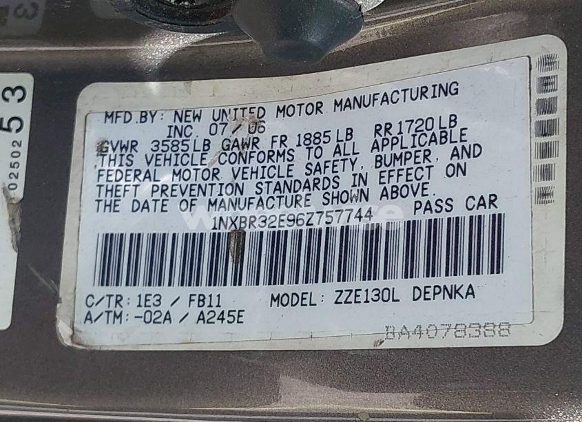 Photo 9 of 2006 Toyota Corolla LE (VIN 1NXBR32E96Z757744)