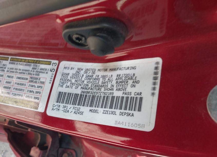 Photo 9 of 2007 Toyota Corolla S (VIN 1NXBR32E97Z782189)