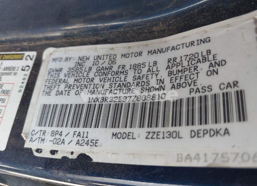 Photo 9 of 2007 Toyota Corolla CE (VIN 1NXBR32E97Z808810)