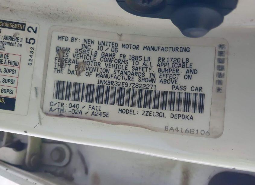 Photo 9 of 2007 Toyota Corolla CE (VIN 1NXBR32E97Z822271)