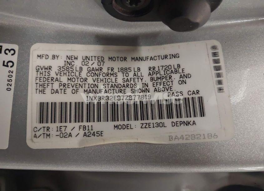 Photo 9 of 2007 Toyota Corolla LE (VIN 1NXBR32E97Z877819)