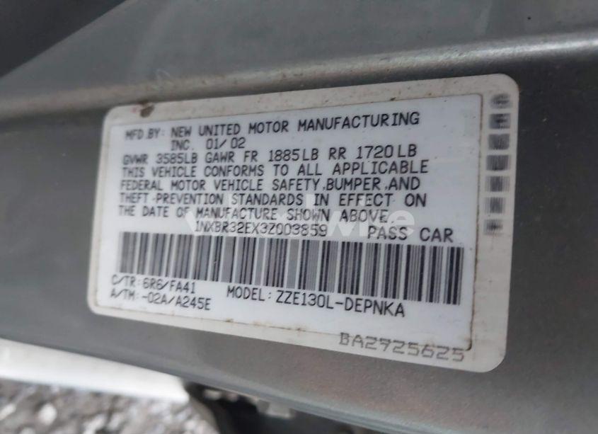 Photo 9 of 2003 Toyota Corolla LE (VIN 1NXBR32EX3Z003859)