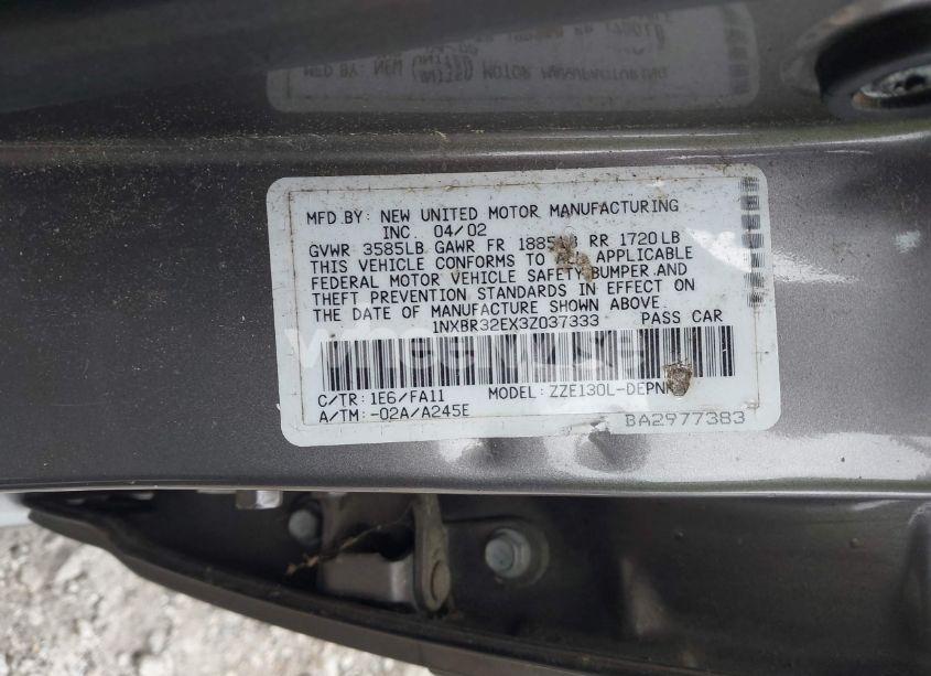 Photo 9 of 2003 Toyota Corolla LE (VIN 1NXBR32EX3Z037333)