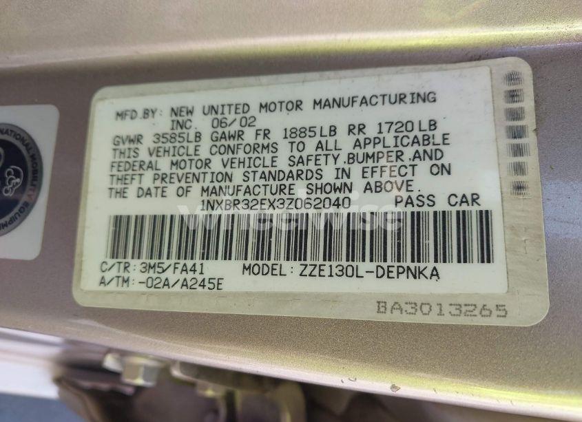 Photo 9 of 2003 Toyota Corolla LE (VIN 1NXBR32EX3Z062040)