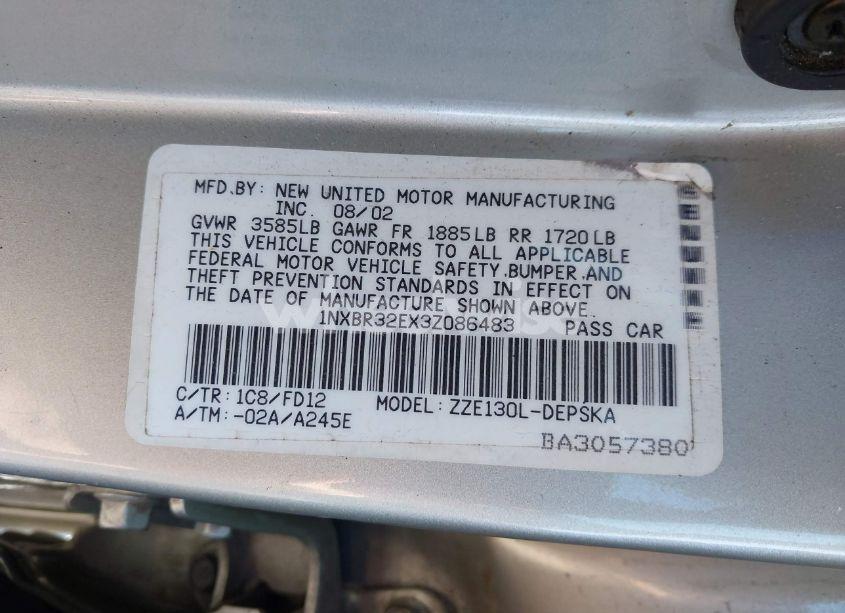 Photo 9 of 2003 Toyota Corolla S (VIN 1NXBR32EX3Z086483)