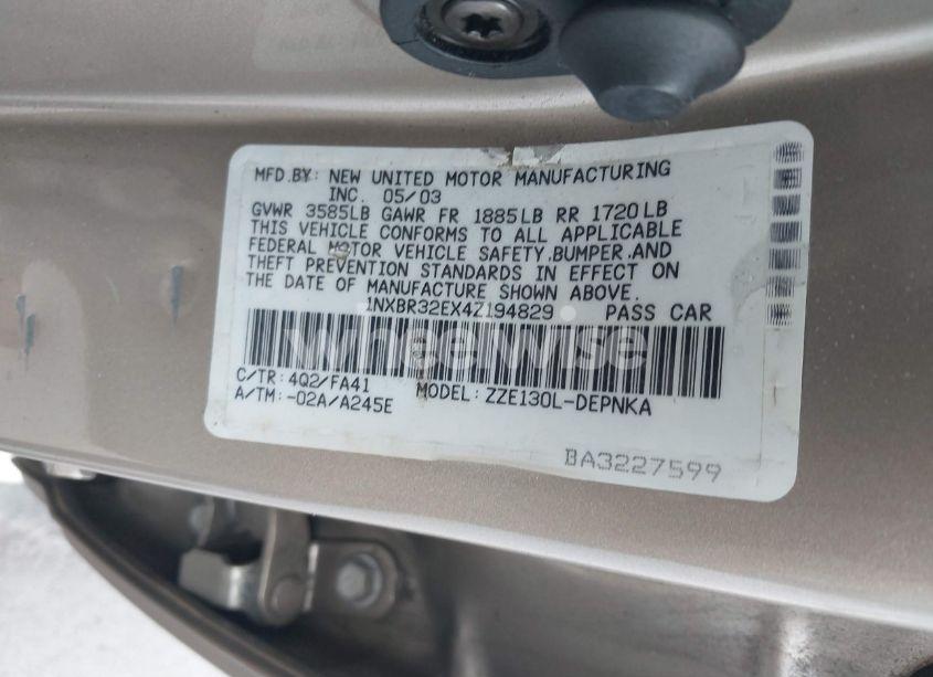 Photo 9 of 2004 Toyota Corolla LE (VIN 1NXBR32EX4Z194829)