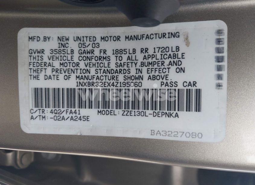 Photo 9 of 2004 Toyota Corolla LE (VIN 1NXBR32EX4Z195060)