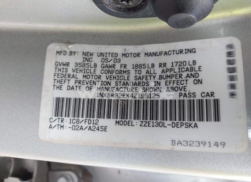 Photo 9 of 2004 Toyota Corolla S (VIN 1NXBR32EX4Z199125)