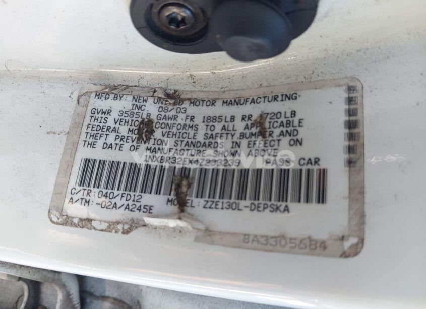 Photo 9 of 2004 Toyota Corolla S (VIN 1NXBR32EX4Z233239)