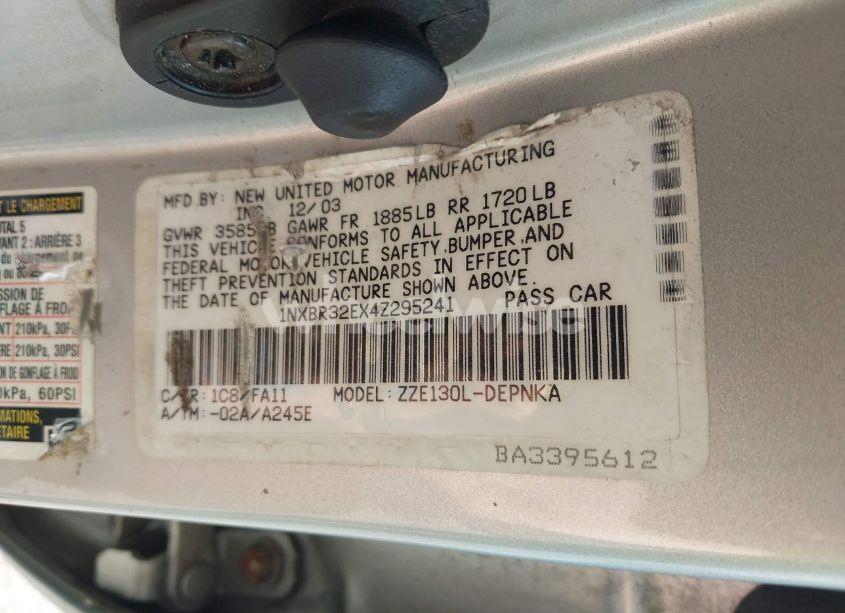 Photo 9 of 2004 Toyota Corolla LE (VIN 1NXBR32EX4Z295241)