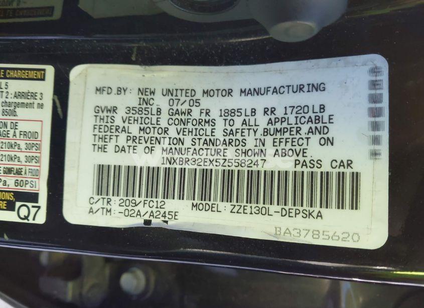 Photo 9 of 2005 Toyota Corolla S (VIN 1NXBR32EX5Z558247)