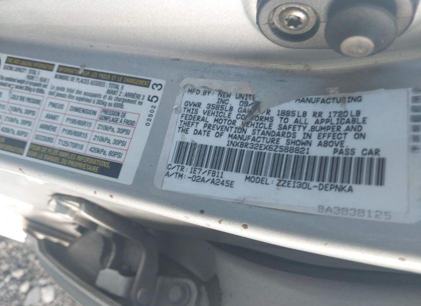 Photo 9 of 2006 Toyota Corolla LE (VIN 1NXBR32EX6Z588821)