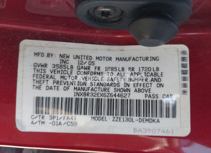 Photo 9 of 2006 Toyota Corolla CE (VIN 1NXBR32EX6Z644627)