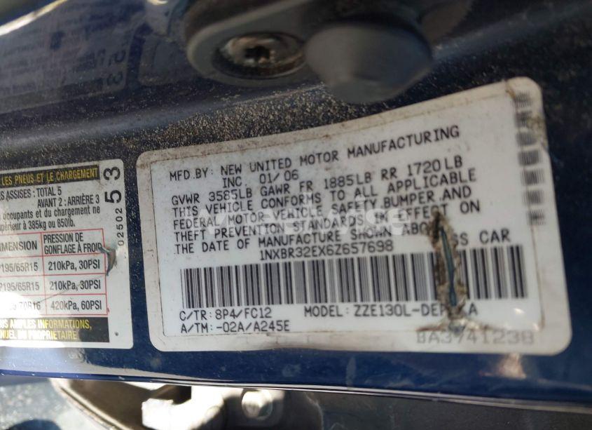 Photo 9 of 2006 Toyota Corolla S (VIN 1NXBR32EX6Z657698)