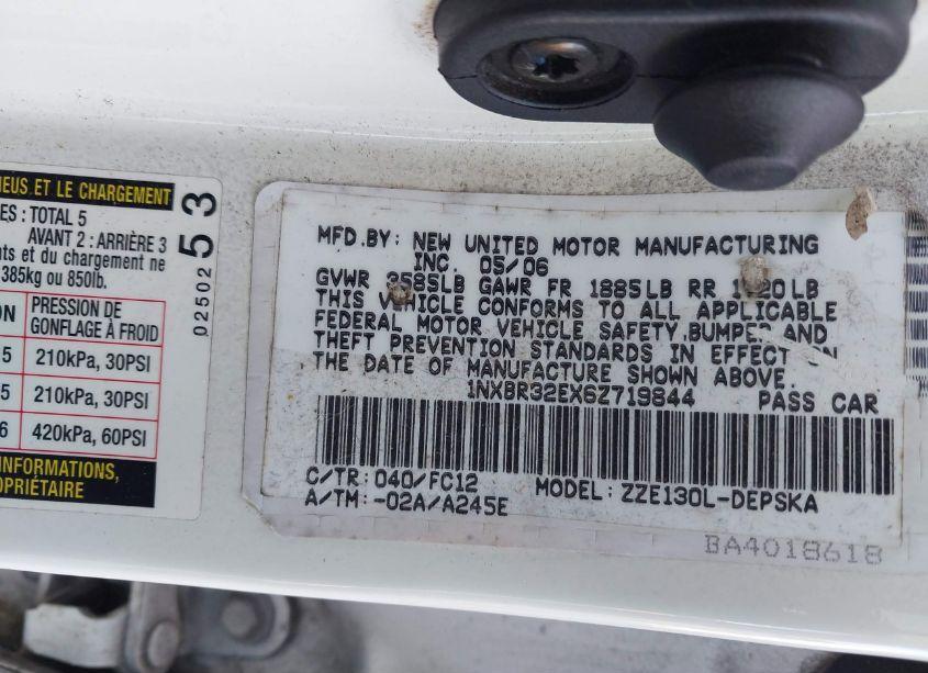 Photo 9 of 2006 Toyota Corolla S (VIN 1NXBR32EX6Z719844)