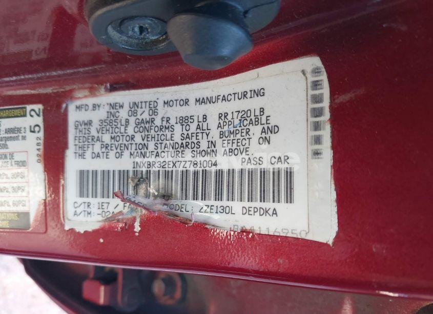 Photo 9 of 2007 Toyota Corolla CE (VIN 1NXBR32EX7Z781004)