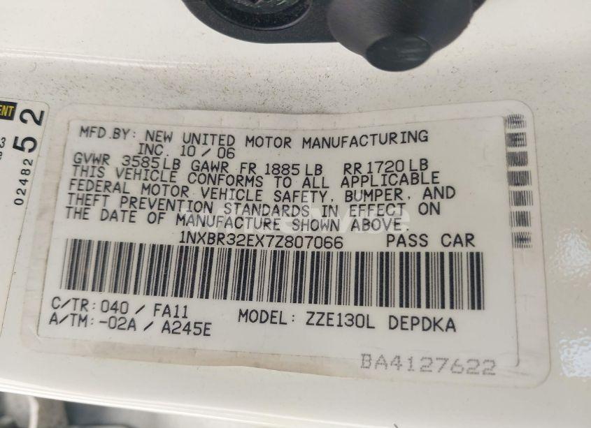 Photo 9 of 2007 Toyota Corolla CE (VIN 1NXBR32EX7Z807066)