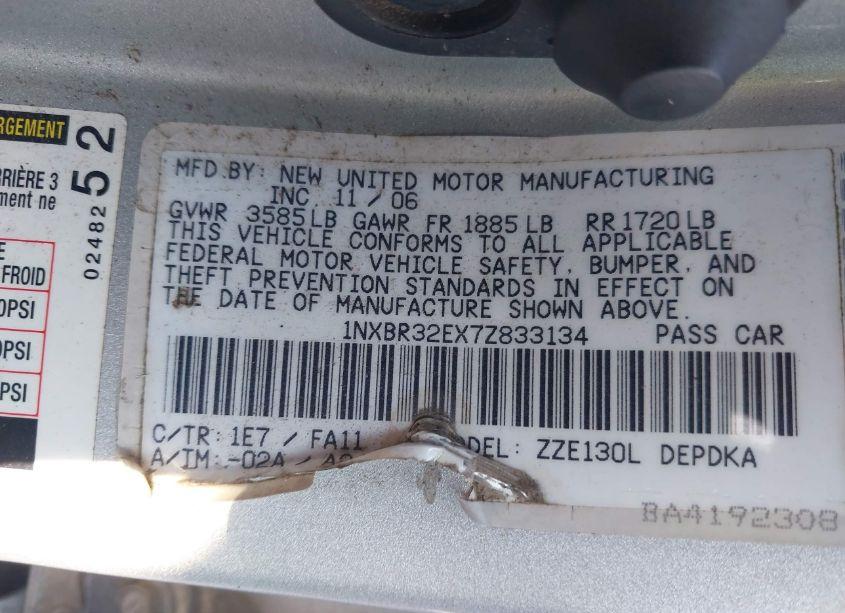 Photo 9 of 2007 Toyota Corolla CE (VIN 1NXBR32EX7Z833134)