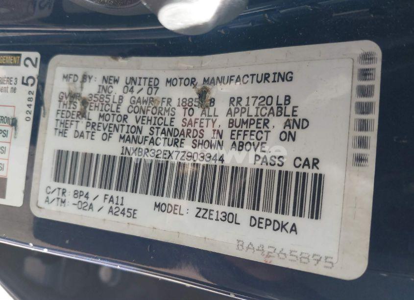 Photo 9 of 2007 Toyota Corolla CE (VIN 1NXBR32EX7Z903344)