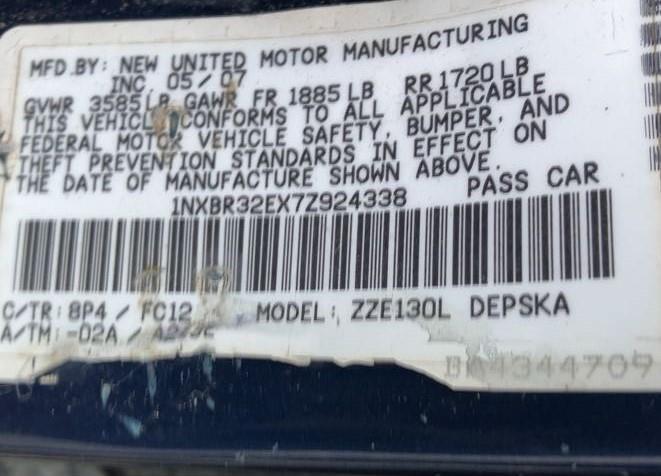 Photo 9 of 2007 Toyota Corolla S (VIN 1NXBR32EX7Z924338)