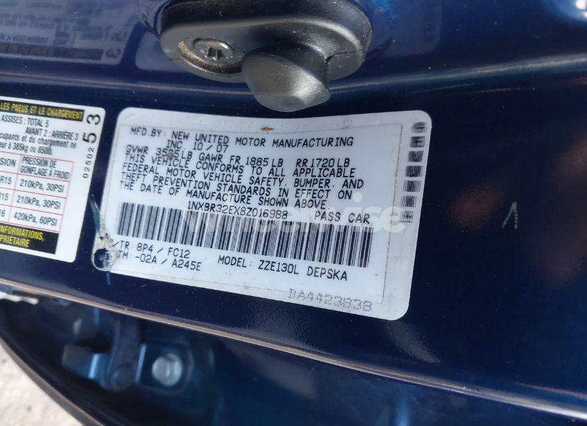 Photo 9 of 2008 Toyota Corolla S (VIN 1NXBR32EX8Z016988)