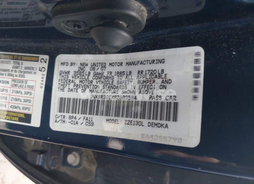 Photo 9 of 2008 Toyota Corolla CE (VIN 1NXBR32EX8Z983584)