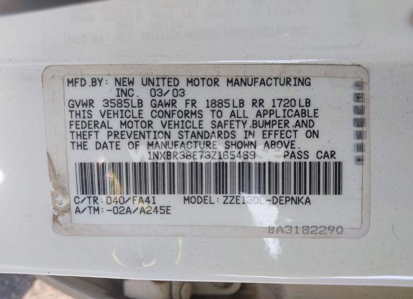 Photo 9 of 2003 Toyota Corolla LE (VIN 1NXBR38E73Z165469)