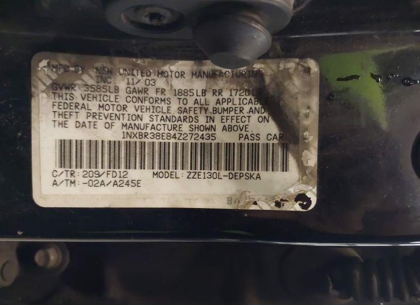 Photo 9 of 2004 Toyota Corolla S (VIN 1NXBR38E84Z272435)