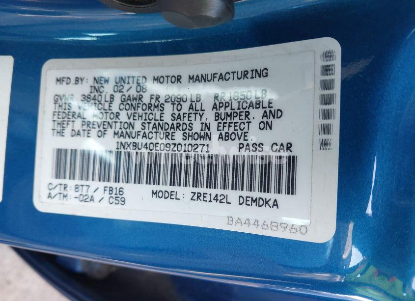 Photo 9 of 2009 Toyota Corolla (VIN 1NXBU40E09Z010271)