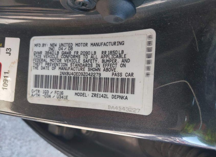 Photo 9 of 2009 Toyota Corolla XLE (VIN 1NXBU40E09Z042279)