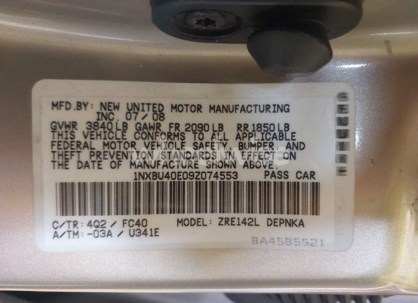 Photo 9 of 2009 Toyota Corolla XLE (VIN 1NXBU40E09Z074553)