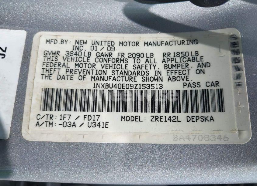 Photo 9 of 2009 Toyota Corolla S (VIN 1NXBU40E09Z153513)