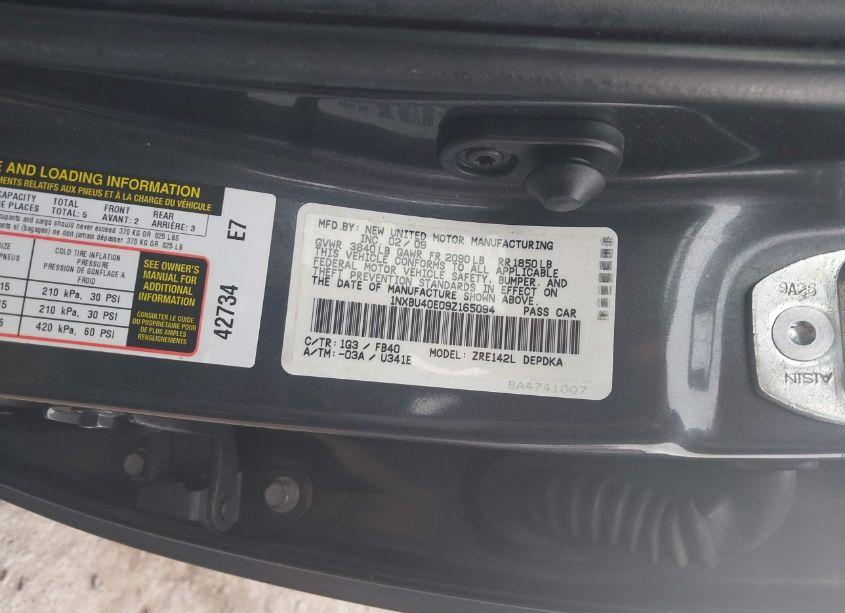 Photo 9 of 2009 Toyota Corolla LE (VIN 1NXBU40E09Z165094)