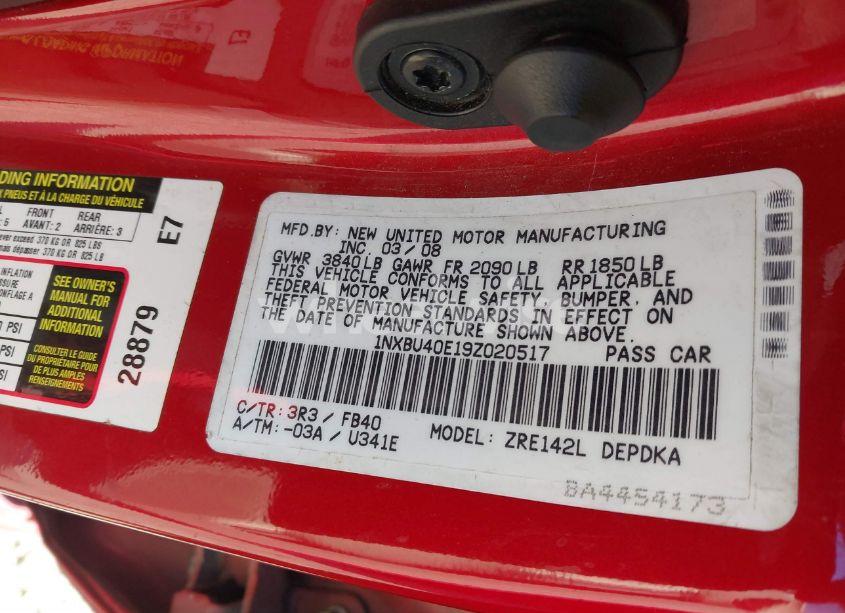 Photo 9 of 2009 Toyota Corolla LE (VIN 1NXBU40E19Z020517)