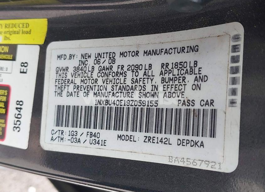 Photo 9 of 2009 Toyota Corolla LE (VIN 1NXBU40E19Z059155)