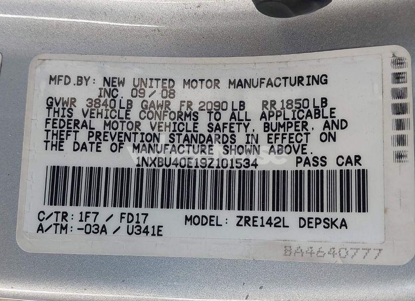 Photo 9 of 2009 Toyota Corolla S (VIN 1NXBU40E19Z101534)