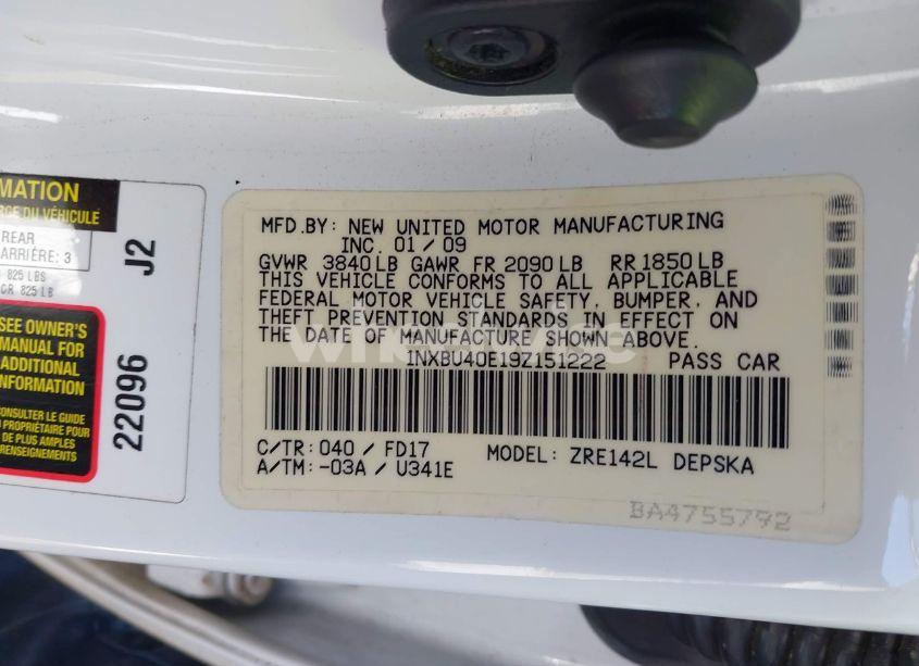 Photo 9 of 2009 Toyota Corolla S (VIN 1NXBU40E19Z151222)