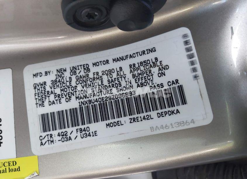 Photo 9 of 2009 Toyota Corolla LE (VIN 1NXBU40E29Z096893)