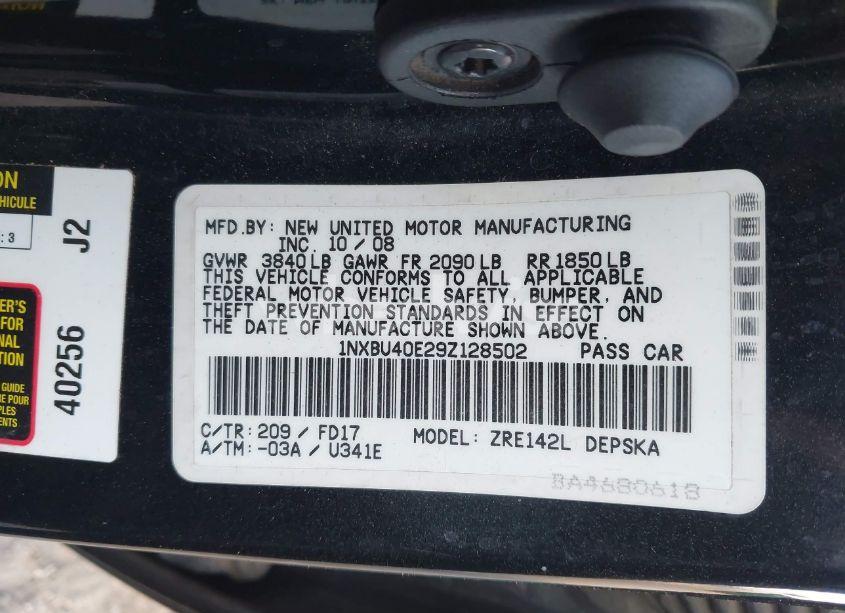 Photo 9 of 2009 Toyota Corolla S (VIN 1NXBU40E29Z128502)