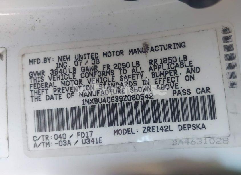 Photo 9 of 2009 Toyota Corolla S (VIN 1NXBU40E39Z080542)