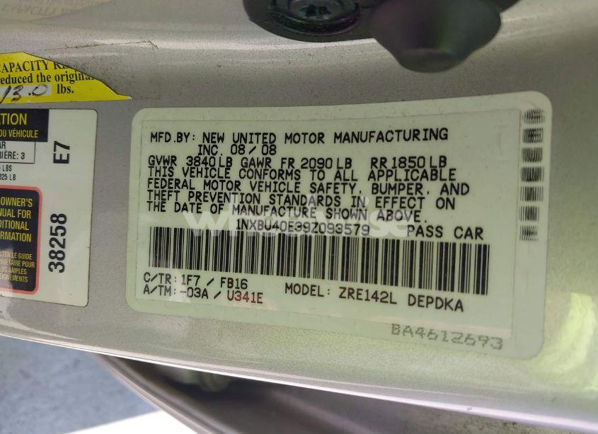 Photo 9 of 2009 Toyota Corolla (VIN 1NXBU40E39Z093579)