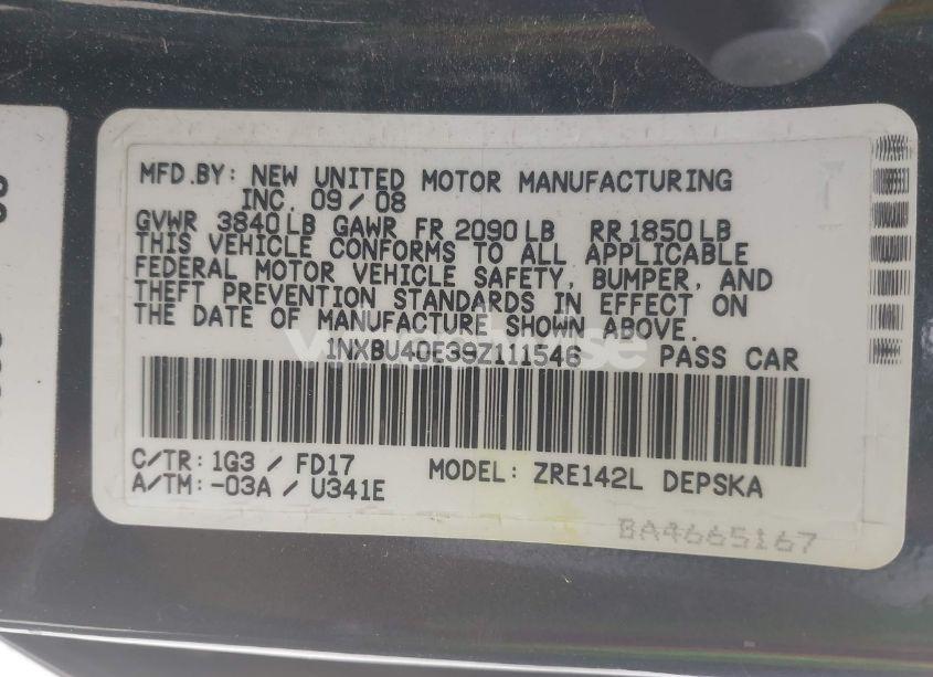 Photo 9 of 2009 Toyota Corolla S (VIN 1NXBU40E39Z111546)