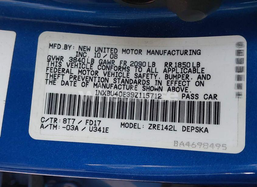 Photo 9 of 2009 Toyota Corolla S (VIN 1NXBU40E39Z115712)