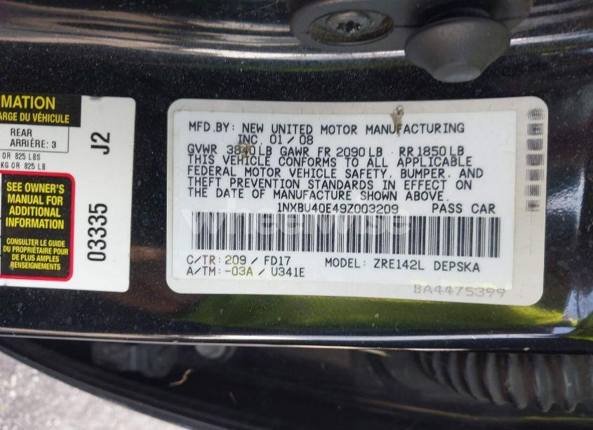 Photo 9 of 2009 Toyota Corolla S (VIN 1NXBU40E49Z003209)