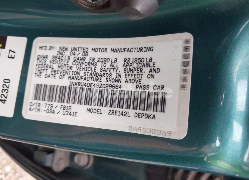 Photo 9 of 2009 Toyota Corolla LE (VIN 1NXBU40E49Z029664)