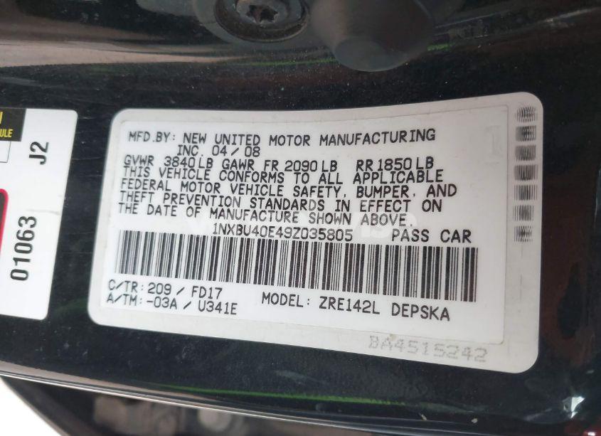 Photo 9 of 2009 Toyota Corolla S (VIN 1NXBU40E49Z035805)